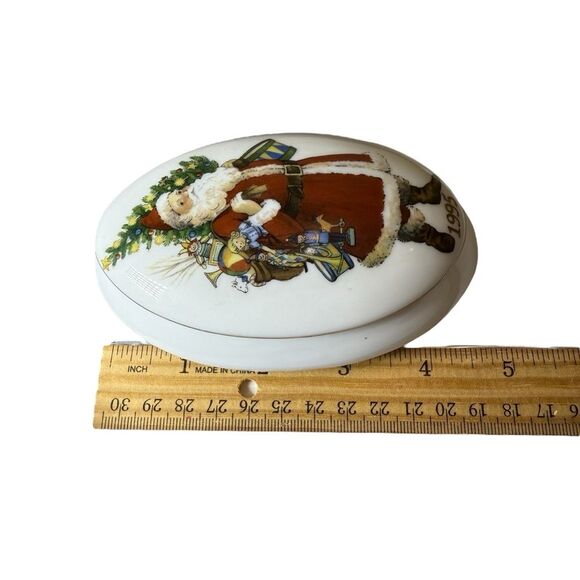 Vintage 1995 Reutter Santa Claus Porcelain Trinket Box Gold Rim Germany - Picture 10 of 14